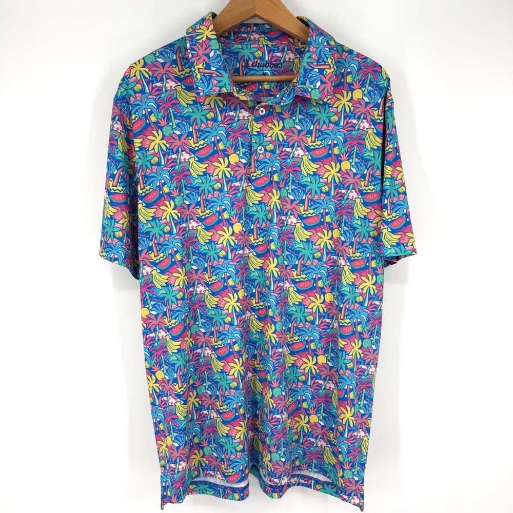 Chubbies Mens XL The Tropical Bunch Performance Polo‎ UPF 50+ Beach Resort Party